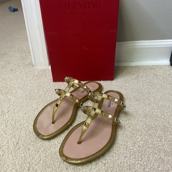 Valentino Rockstud Glitter PVC Thong Sandals - Picture 8 of 11